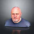 A Bald Man With Beard In Dark T shirt Against Gray Background With Reflection 3d model