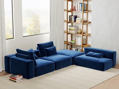 Modern Baxter Multiplayer Sofa Flannel Sofa Corner Sofa Tofu Block Sofa Bookshelf model