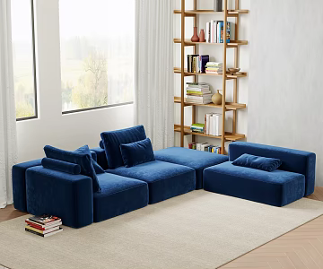 Modern Baxter Multiplayer Sofa Flannel Sofa Corner Sofa Tofu Block Sofa Bookshelf 3d model