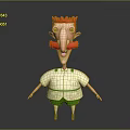 Funny Cartoon Character With Red Hair Beard White Shirt And Green Shorts