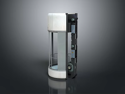Modern Revolving Door Structure With Glass Panels And Metal Frame 3d model