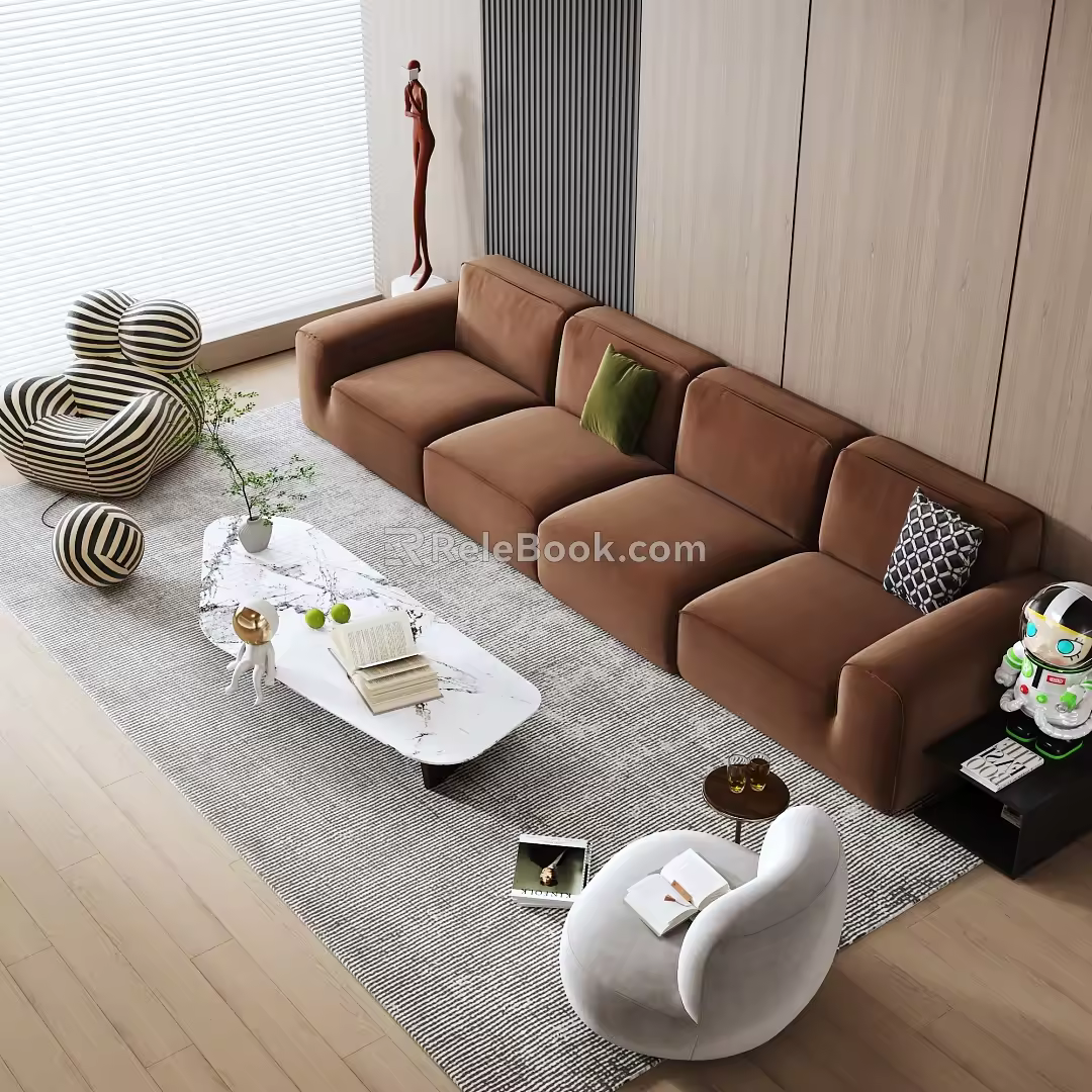 Sofa Combination Cream Style Multi-person Sofa Combination Lazy Sofa Chair Nordic Simple Sofa 3d model