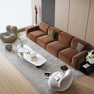 Sofa Combination Cream Style Multi-person Sofa Combination Lazy Sofa Chair Nordic Simple Sofa 3d model