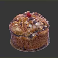 Freshly Baked Cake Topped With Walnuts Chocolate Chips Cherry And Icing