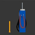 Blue Air Pump Station With VAIDE Sign Silver Pole And Yellow Rail Equipment