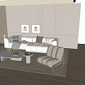 Modern Sofa and Coffee Table Set with Plush Cushions Accent Chairs and Woven Rug