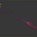 Red Trident Weapon With Long Handle And Three Prongs Design