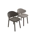Modern Beige Upholstered Leisure Chair With Curved Backrest And Wooden Legs