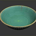 Turquoise Ceramic Bowl With Orange Rim Ideal For Everyday Household Use