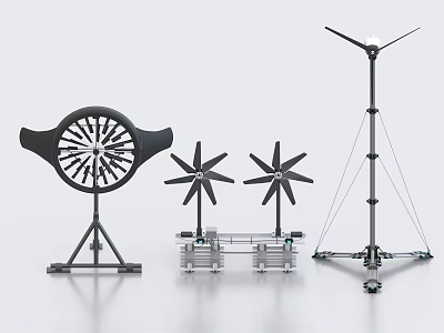 Industrial Wind Turbine Equipment With Multiple Models And Different Blade Designs 3d model