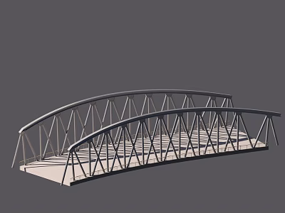 Modern Steel Arch Truss Bridge With Structural Framework And Metal Supports 3d model