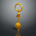 Elegant Golden Hoop Pendant With Leaf Shaped Engraved Decorative Charm