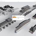 Traditional Chinese Landscape Bridge Models Featuring Arch Structures And Classic Roofs 3d model