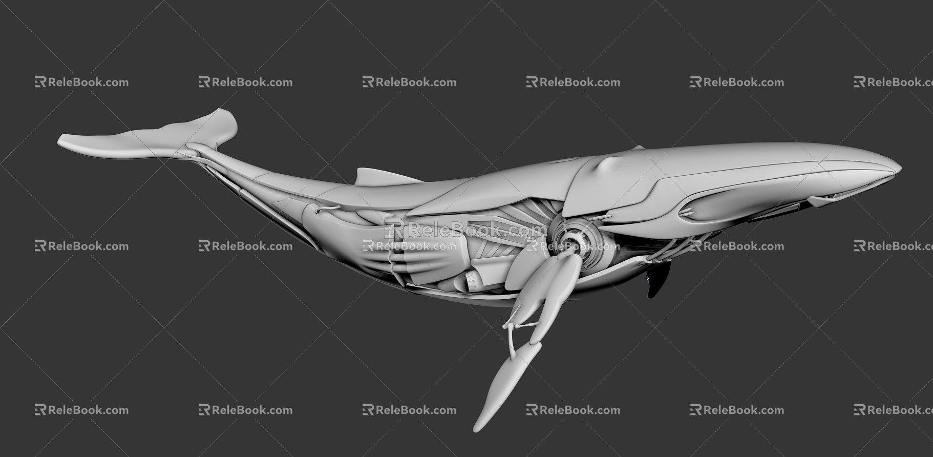 modern mechanical whale sci-fi whale model