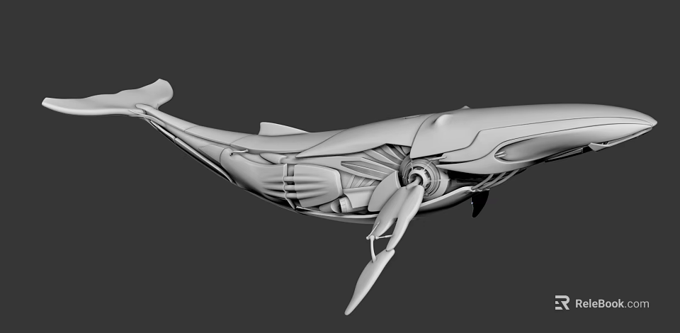 Smart Machine Whale Featuring Intricate Mechanical Structure in 3D Model Design 3d model 