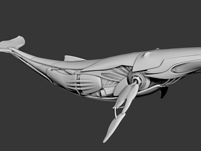Smart Machine Whale Featuring Intricate Mechanical Structure in 3D Model Design 3d model