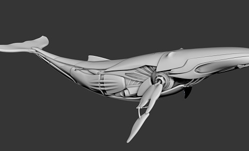 modern mechanical whale sci-fi whale 3d model