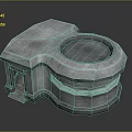 Vintage Gray Stone Architecture Component Featuring Circular Recess And Layered Design 3d model