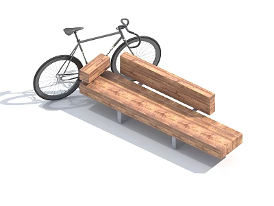 Garden Decorative Arrangement With Wooden Bench And Bicycle For Outdoor Space 3d model