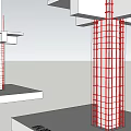 Red Metal Scaffolding Frame Supporting Vertical Building Construction Structure 3d model