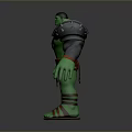 Green Muscular Character With Red Straps Shoulder Armor And Decorative Elements