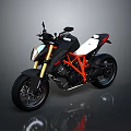 Modern Sporty Black White Orange Motorcycle With Gold Forks And Sleek Design