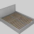 White Double Bed Frame with Simple Design and Wooden Slats for Bedroom