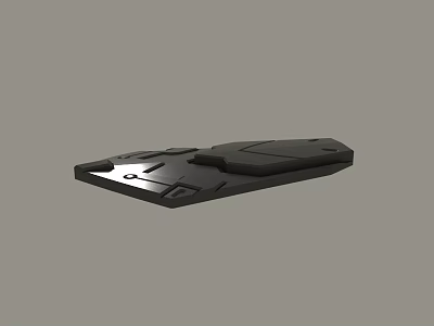 Black 3D Model of Flat Mechanical Component With Geometric Indentations and Surface 3d model