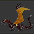 Fantasy Character Riding Armored Red Dragon With Orange Wings And Spiked Weapon