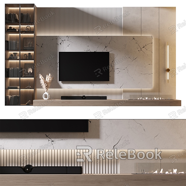 Modern TV background wall model