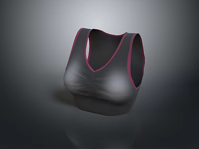 Gray Sports Bra With Pink Trim V Neck Design For Athletic Wear 3d model