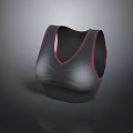 Gray Sports Bra With Pink Trim V Neck Design For Athletic Wear