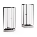 Modern Shower Sauna Enclosure With Glass Door Black Frame And Marble Base