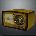 Vintage Electronic Radio With Wooden Frame Orange Exterior And Control Knobs