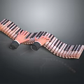 Creative Curved Piano Keyboard Played By Hands As Unique Living Item