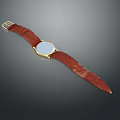 Classic Watch With Brown Leather Strap Gold Case And Blue Dial Design