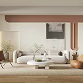 Quiet living room sofa tea table combination 3d model