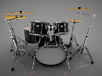 Yamaha Complete Drum Set With Cymbals And Metal Stands Musical Instrument 3d model