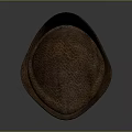 Decorative Brown Hat With Golden Curly Patterns And Traditional Design
