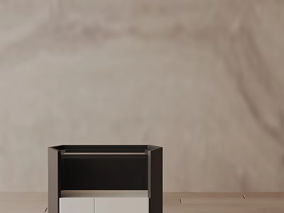 Modern Minimalist Bedside Table Design With Black Frame And White Drawers 3d model