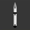 Modern Silver Missile With Black Stripes And Cross Mark Vertical Design 3d model