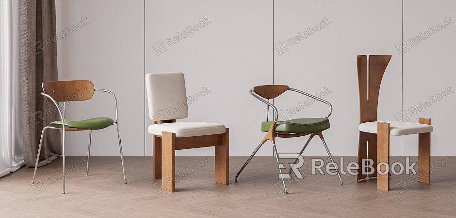 Artistic wood grain dining chair combination model