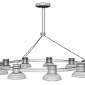 Contemporary Black Gold Accent Ring Shaped Chandelier With Multiple Pendant Lampshades