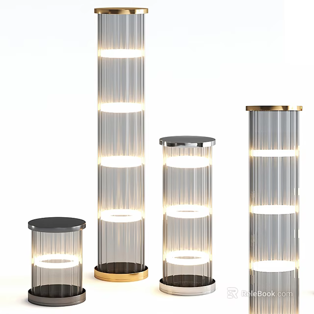 Modern Transparent Floor Lamps With Metal Base And Various Heights Lighting 3d model 