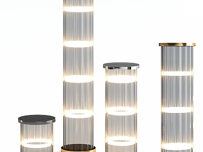 Modern Transparent Floor Lamps With Metal Base And Various Heights Lighting 3d model