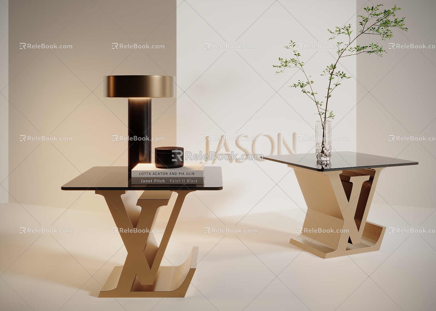 Light Luxury LV Corner Glass 3d model