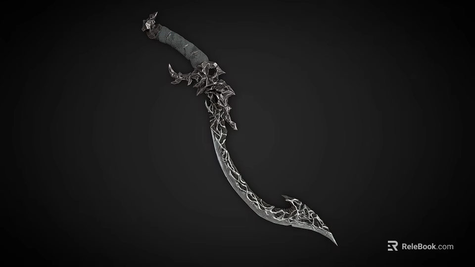 Decorative Scimitar with Intricate Metal Decorations Curved Blade Ornate Hilt and Fantasy Design 3d model 