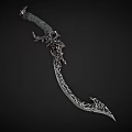 Decorative Scimitar with Intricate Metal Decorations Curved Blade Ornate Hilt and Fantasy Design