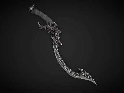 Decorative Scimitar with Intricate Metal Decorations Curved Blade Ornate Hilt and Fantasy Design 3d model