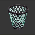 Mesh Design Trash Can With Black And White Polka Dots And Black Rim